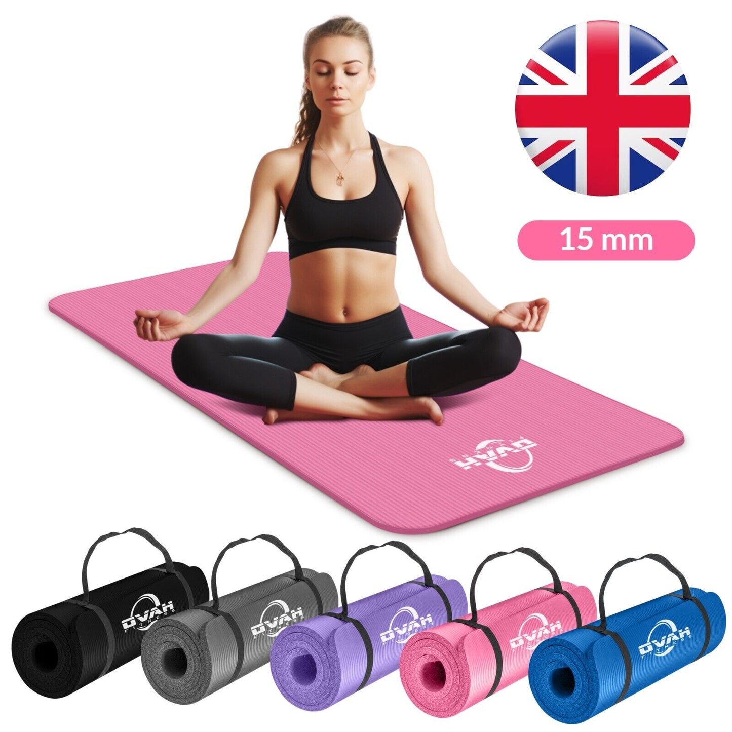 Extra Thick Yoga Mat 15MM Gym Workout Fitness Pilates Women Exercise Non Slip UK