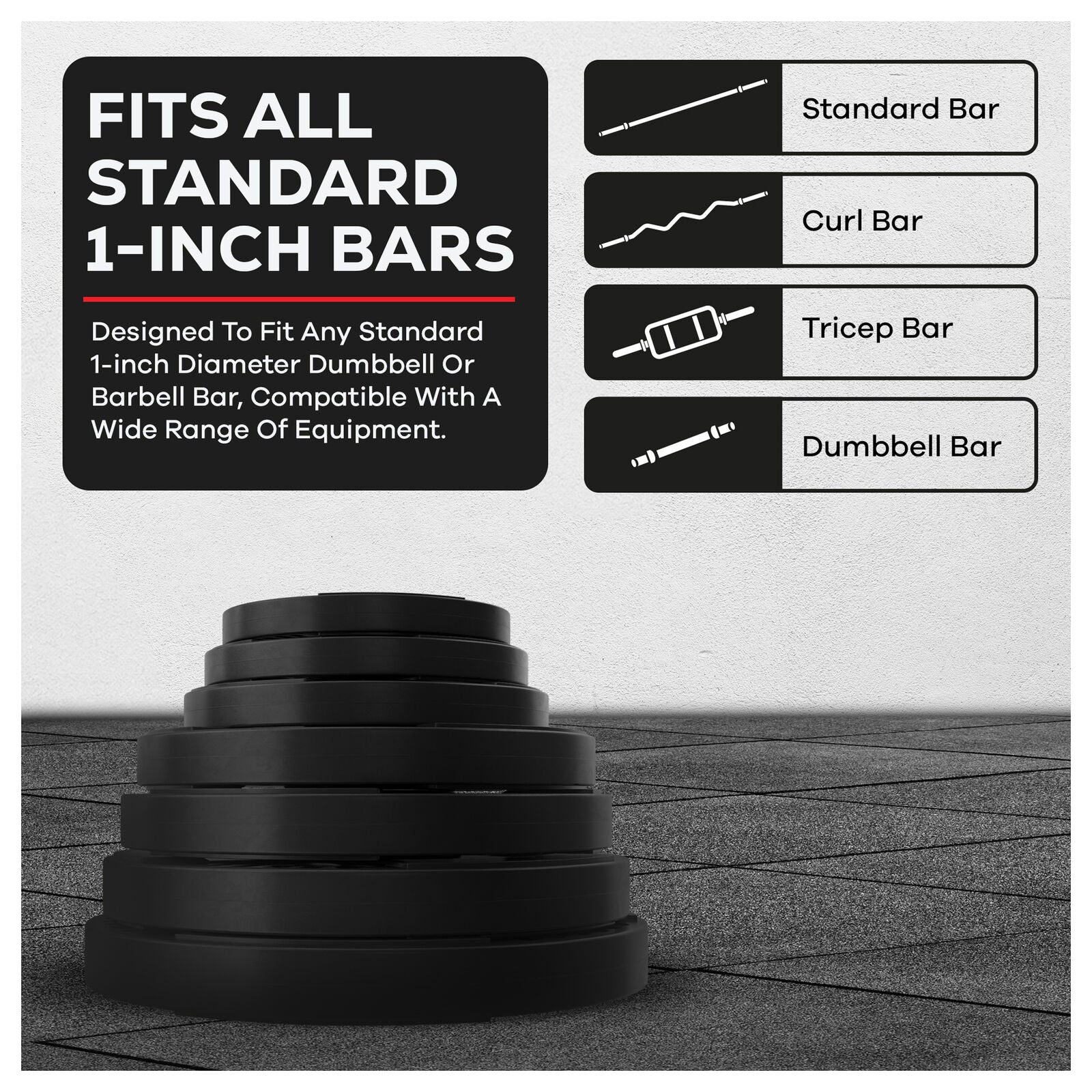 Weight Plates Set 1 Inch Vinyl Standard 10Kg Barbell Dumbbell Lifting Training